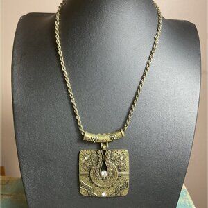 Antique Bronze Pendant Necklace With Adjustable Chain